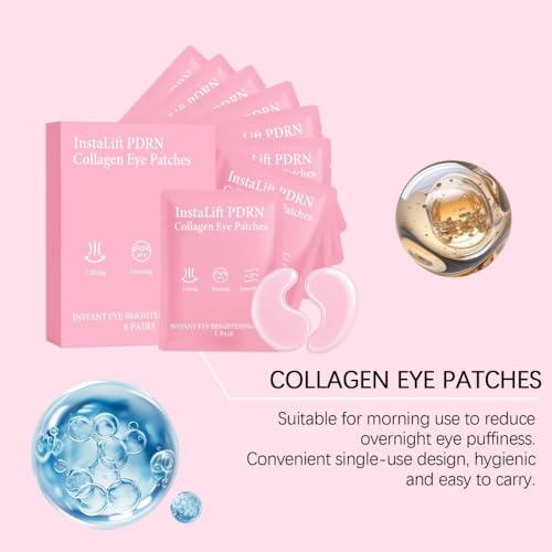 PDRN Collagen Under Eye Patches - Hydrating Anti-Wrinkle Mask (8 Pairs)