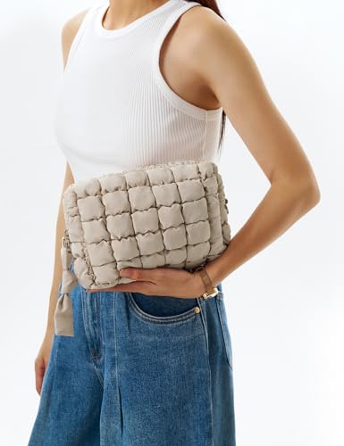 Unilily Quilted Puffy Cosmetic Bag - Large Travel Makeup Pouch