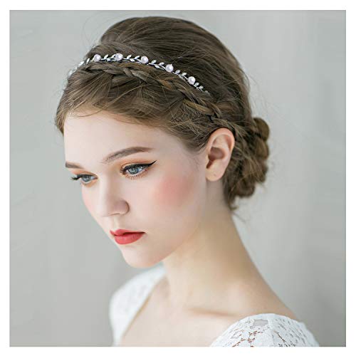SWEETV Pearl and Rhinestone Bridal Headband for Wedding Hair Accessories