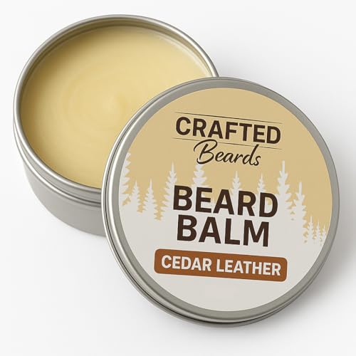 Crafted Beards Beard Balm - Cedar Leather Scent - Natural Styling Wax - 2oz