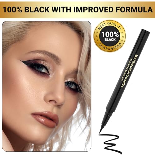 Waterproof Liquid Eyeliner Pen with Precise Brush Tip - Black, 1 Count