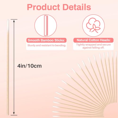 RAQEHO 400 Count Precision Tip Cotton Swabs - Disposable Micro Swabs for Beauty & Cosmetics