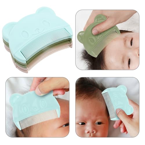 FOMIYES 6Pcs Baby Cradle Cap Combs - Gentle Bear-Shaped Scalp Brushes
