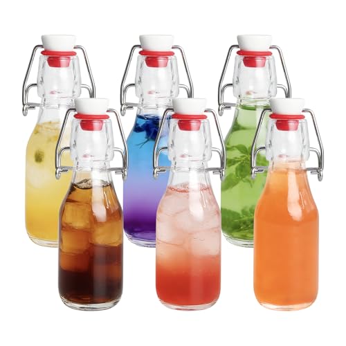 6 Pack 4oz Airtight Flip Top Glass Bottles for Kombucha & Fermentation