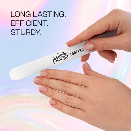 PANA Professional White Round Emery Board Nail Files 100/180 Grit Pack of 50
