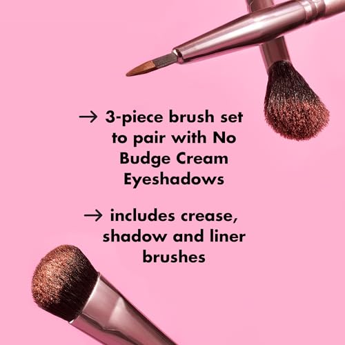 e.l.f. No Budge Eyeshadow Brush Set - 3-Piece Vegan Makeup Brushes for Applying & Blending