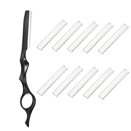 Black Hair Thinning Razor Set with Replacement Blades for Salon & Home Use