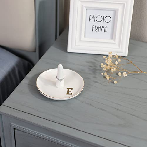 Personalized Initials Ring Holder Jewelry Tray - Ceramic White