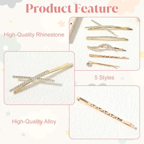 16pcs Rhinestone Hair Pins for Women Gold Hair Clips Bridal & Party Accessories