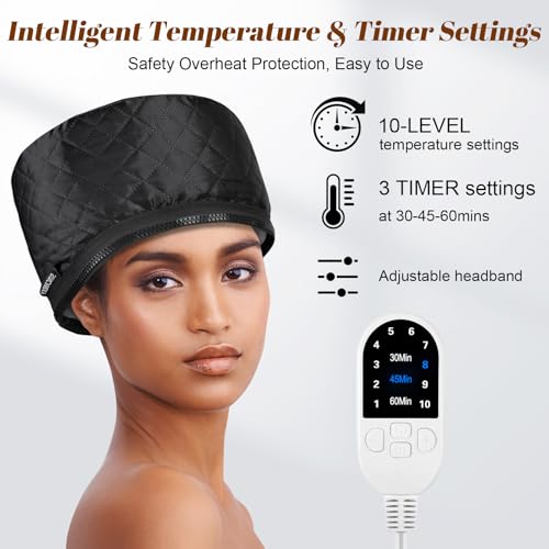 SUNCANDXY Hair Steamer Heat Cap for Deep Conditioning, Deep Black
