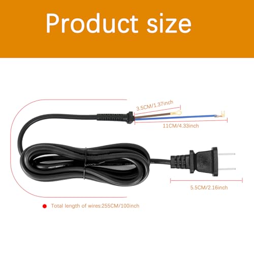 Replacement Power Cord for Wahl Hair Clippers & Trimmers 00647-500