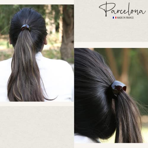 Parcelona French Tortoise Shell Cuff Hair Ties - Set of 2