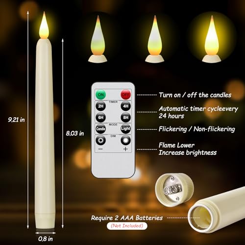 Flameless Taper Candles with Remote Control - 6 Pack LED Candles
