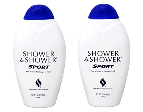 Shower to Shower Sport Absorbent Body Powder, 13 Ounce (Pack of 2)