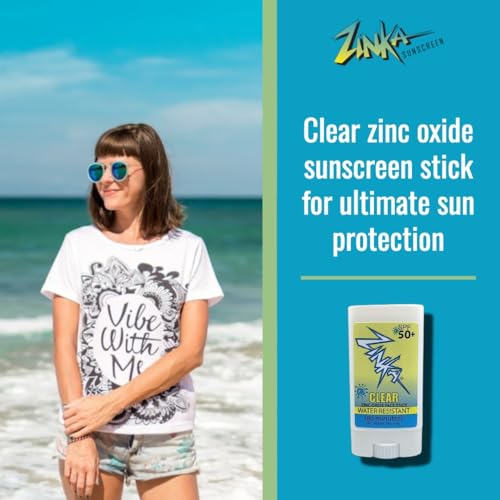 Zinka Clear Zinc Oxide Sunscreen Stick SPF 50 - Travel-Friendly UV Protection for Sensitive Skin