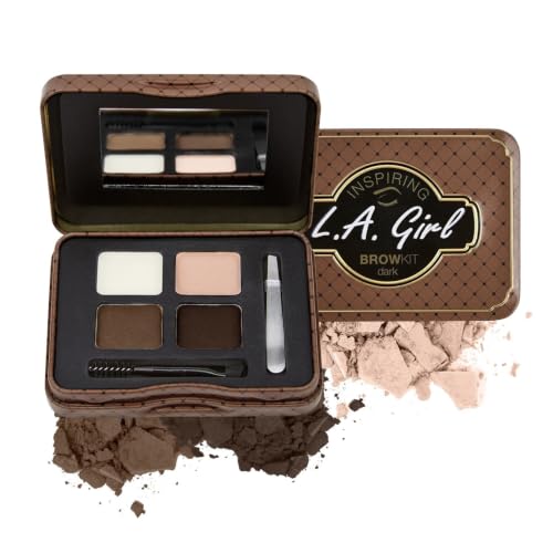 L.A. Girl Inspiring Brow Kit - Dark & Defined with Wax, Powder, Tweezers & Brush