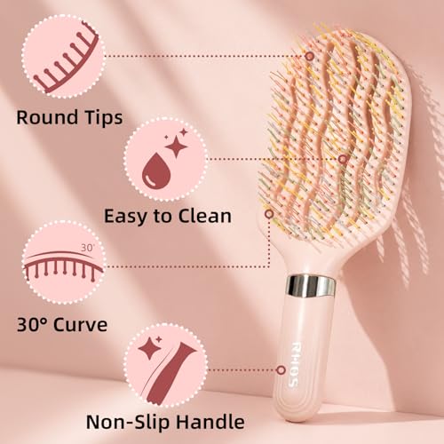 RHOS Curved Vented Detangling Hair Brush - Anti-Static Blow Dry Brush