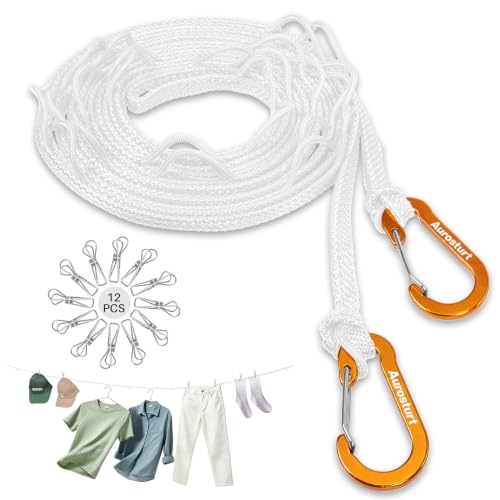 Portable Clothesline with Clips - 16.5 FT Travel Laundry Line
