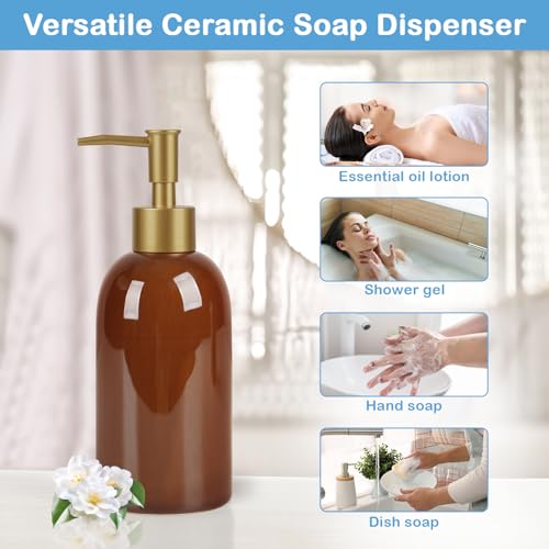 Natheeph 14oz Ceramic Soap Dispenser for Kitchen & Bathroom