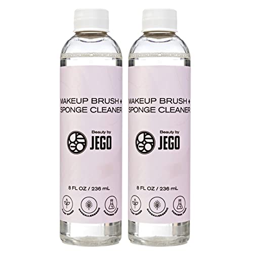 JEGO Makeup Brush Cleaner - Hypoallergenic Liquid Cleanser, 16 Oz (Pack of 2)