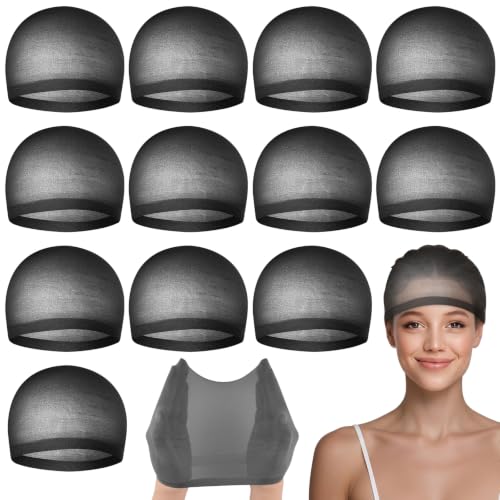 12 Pack Black Wig Caps - Ultra-Thin Mesh for Comfort & Style