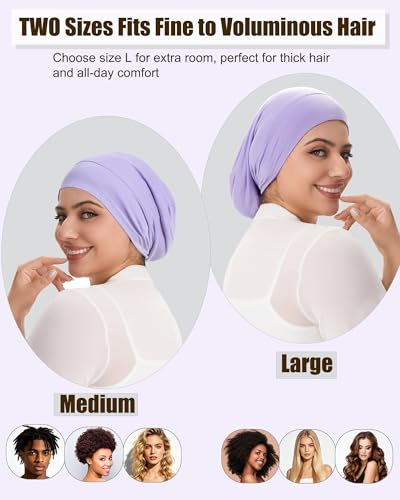 Simapu Cooling Sleep Bonnet, Adjustable Hair Wrap for Curly & Natural Hair