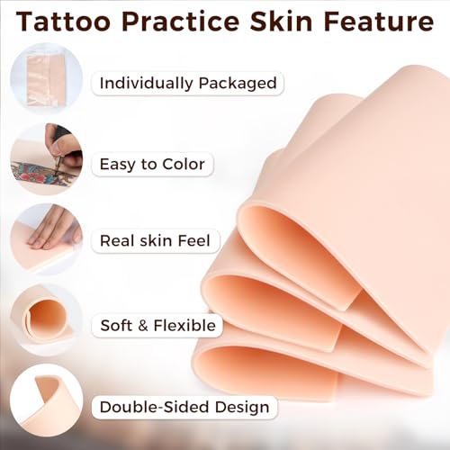 3mm Double-Sided Tattoo Practice Skin - 8x6in Silicone Sheets