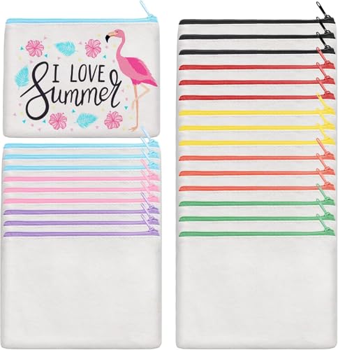 24Pcs Canvas Makeup Bags Bulk - Blank DIY Sublimation Cosmetic Pouches