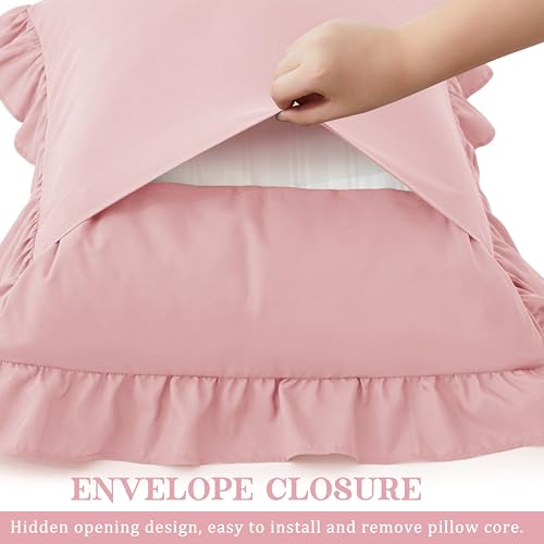 Light Pink Ruffle Pillow Cases Set of 2 | 20" x 26" Microfiber
