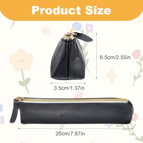 Tucnoeu 2pcs Mini Cosmetic Bags - Small Leather Makeup Organizer for Women, Black & Beige