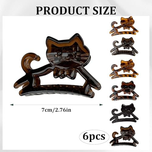 6-Pack Cute Cat Claw Clips for Fun Hair Styling - Cheetah Print