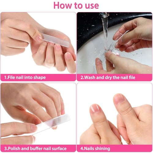 Mudder 4-Pack Glass Nail File Set with Protective Cases