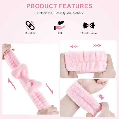 Dorbetar 6-Pack Plush Headband and Wristband Set for Skincare