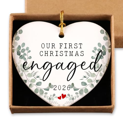 Our First Christmas Engaged 2026 Heart Ornament - Engagement Gift