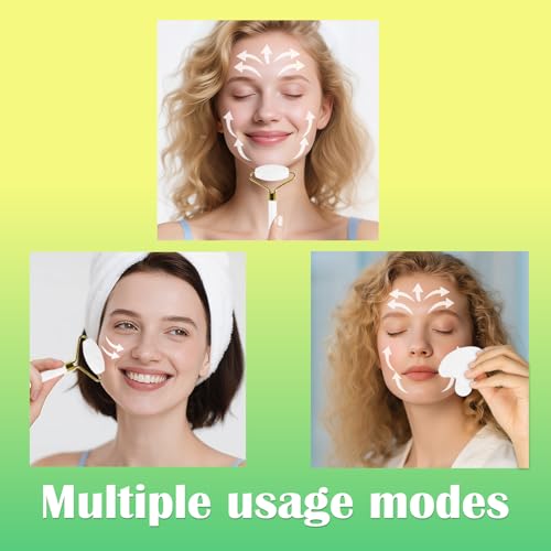 Natural Jade Roller and Gua Sha Facial Massage Tool Set