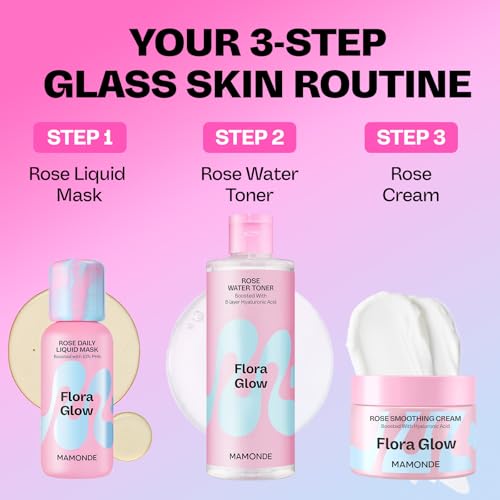 MAMONDE Flora Glow Rose Water Toner - Hydrating & Brightening, 10.14 Fl Oz
