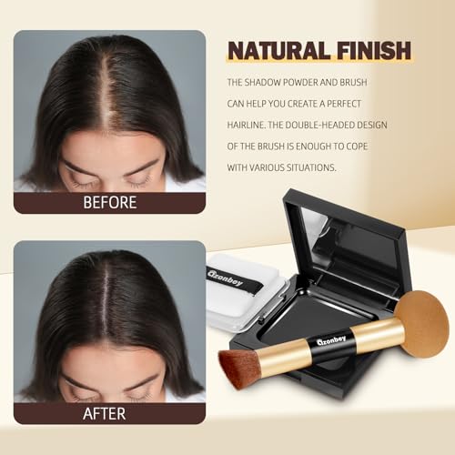 Hairline Powder for Thinning Hair & Gray Roots with Brush – Water & Sweat Resistant Root Touch Up Concealer (Black)