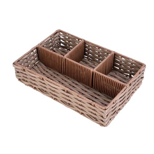 Whitmor 4-Compartment Woven Storage Basket - Makeup Organizer & Divider