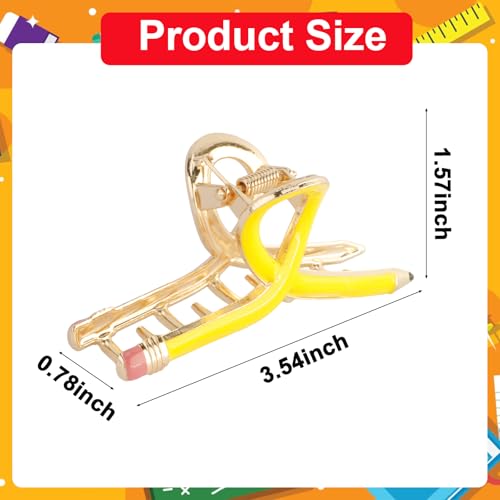 3-Pack Pencil Claw Clips for Teachers - Cute Hair Accessories