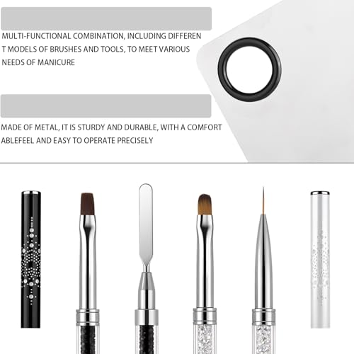 Nail Art Brush Set with Palette - 3PCS Double-Ended Gel Brushes