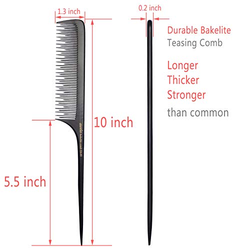 Teasing Comb for Fine Hair - Anti-Static Bakelite Rat Tail, Backcombing & Volume