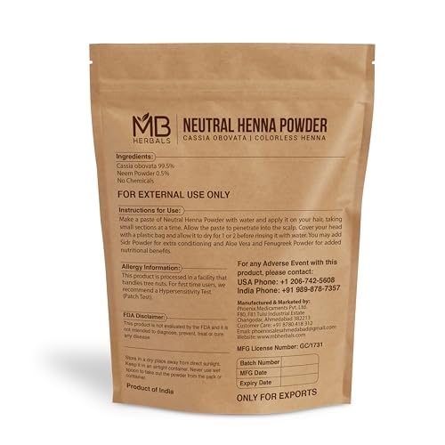Neutral Henna Powder for Hair Conditioning - 8 oz Plant-Based Senna Cassia Obovata