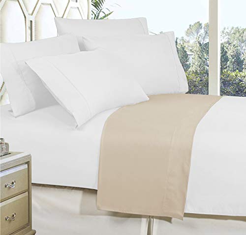 Elegant Comfort California King Flat Sheet - 1500 Thread Count Microfiber, Cream