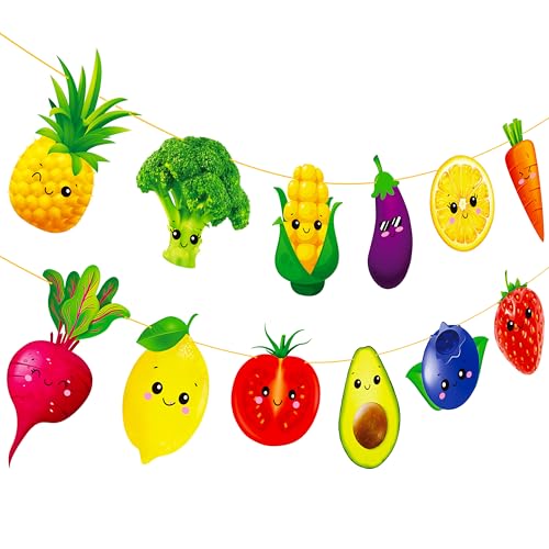 Fruit and Vegetable Banners Set for Summer Parties - 2 Cute Banners