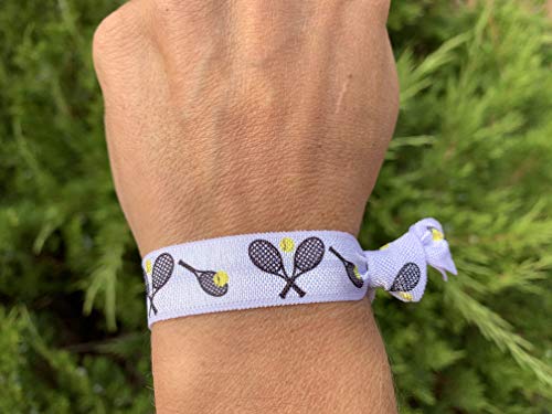 Tennis Hair Ties for Girls - Multi-Colored No Crease Elastics (8 pcs Pack of 2)