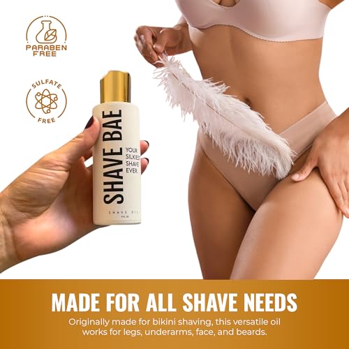All-Natural Shave Oil ? No Razor Burn or Bumps - Get a Silky Smooth Shave - Plant-Based, Nontoxic Shaving Oil Perfect for Bikini Body Beard | Made in USA, 4 Fl Oz