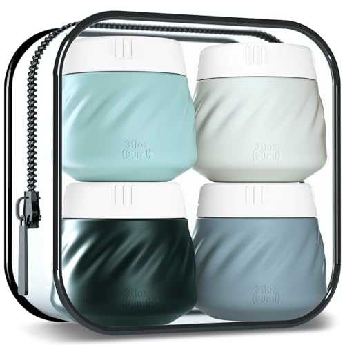 Gemice 3oz Silicone Cream Jars - TSA Approved Travel Containers (4 Pack)
