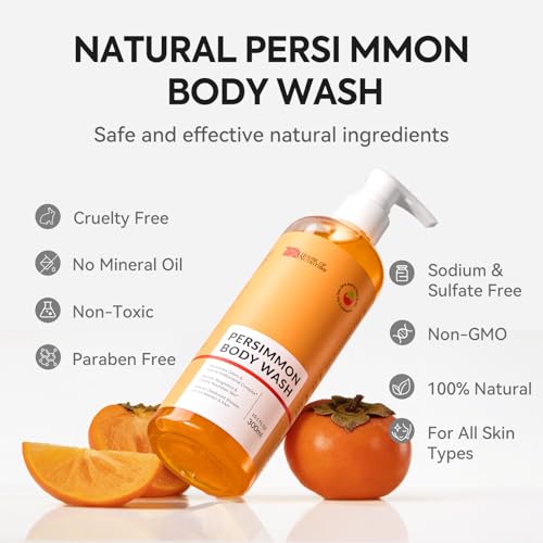 Persimmon Body Wash - Natural Odor Control with Tea Tree Oil, 10 Fl Oz