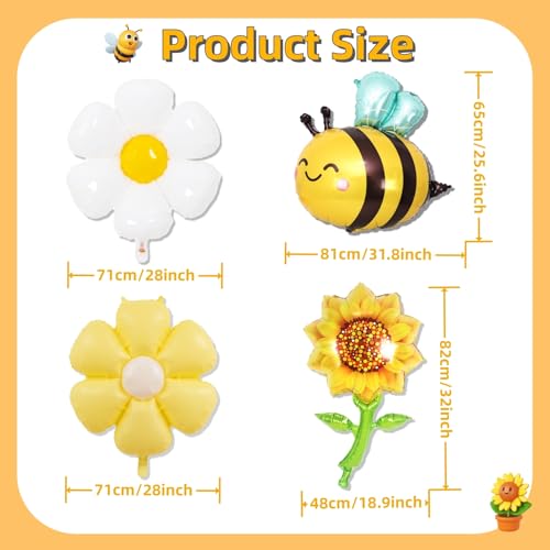 Bee & Flower Foil Balloon Set for Baby Showers & Gender Reveals
