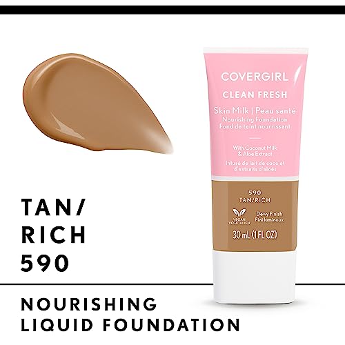 COVERGIRL Clean Fresh Skin Milk Foundation, 590 Tan/Rich, 1 Fl Oz (Pack of 2)
